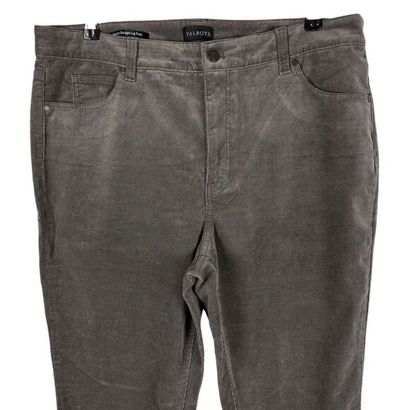 Talbots Corduroy Straight Leg Pant size 14P Grey - Picture 5 of 8